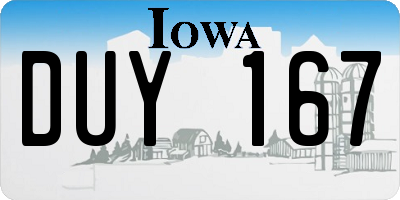 IA license plate DUY167