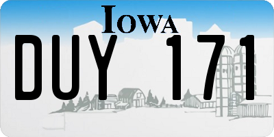 IA license plate DUY171