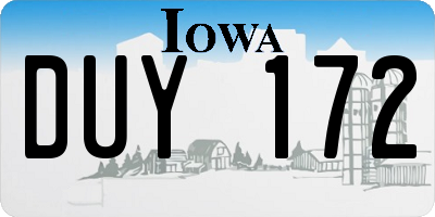 IA license plate DUY172