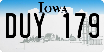 IA license plate DUY179