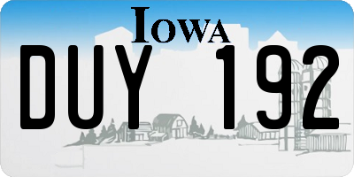 IA license plate DUY192