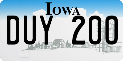 IA license plate DUY200