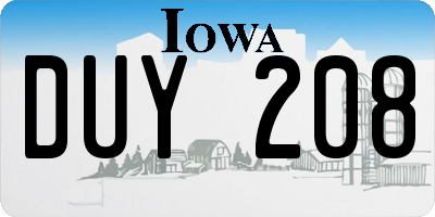 IA license plate DUY208