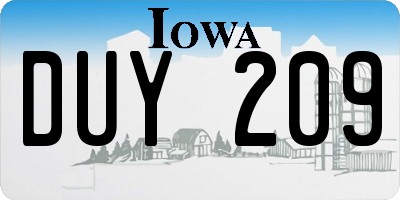 IA license plate DUY209