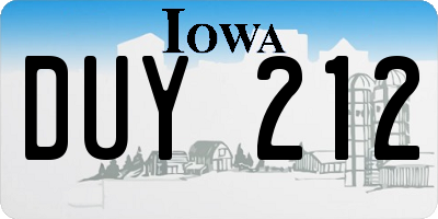 IA license plate DUY212