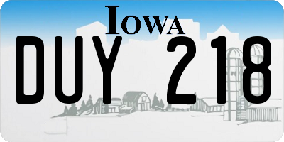 IA license plate DUY218