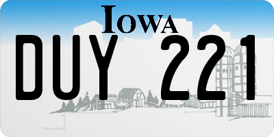 IA license plate DUY221