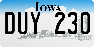 IA license plate DUY230