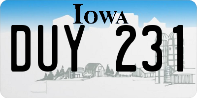 IA license plate DUY231