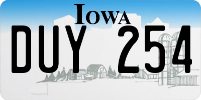 IA license plate DUY254