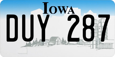 IA license plate DUY287