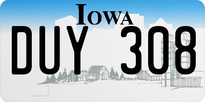 IA license plate DUY308
