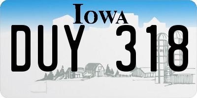 IA license plate DUY318