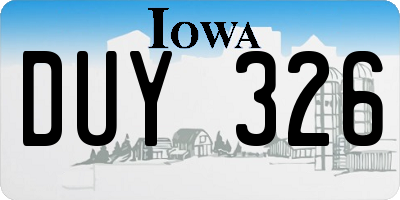 IA license plate DUY326