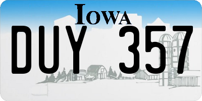 IA license plate DUY357