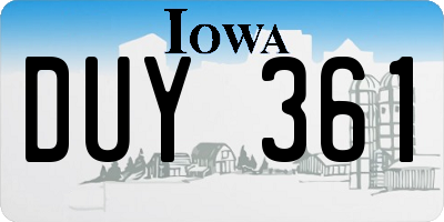 IA license plate DUY361