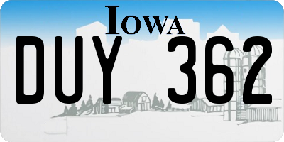 IA license plate DUY362