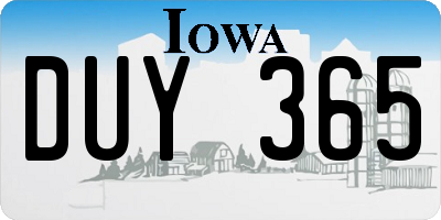 IA license plate DUY365