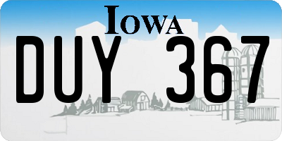 IA license plate DUY367