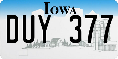 IA license plate DUY377