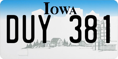 IA license plate DUY381