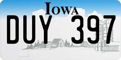 IA license plate DUY397