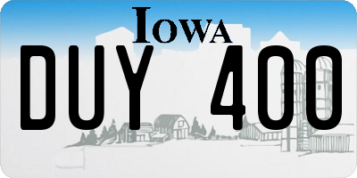 IA license plate DUY400