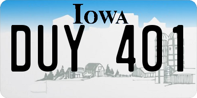 IA license plate DUY401