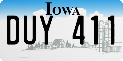 IA license plate DUY411