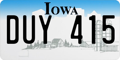 IA license plate DUY415