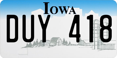 IA license plate DUY418