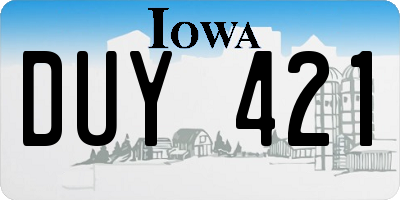 IA license plate DUY421