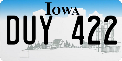 IA license plate DUY422