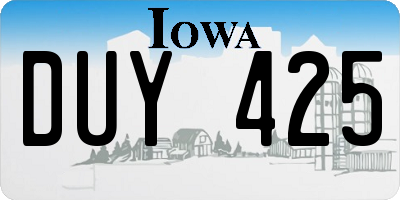 IA license plate DUY425