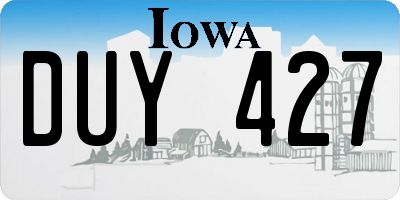IA license plate DUY427