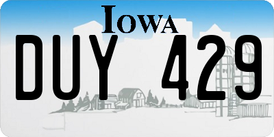 IA license plate DUY429