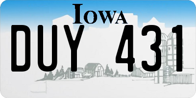 IA license plate DUY431