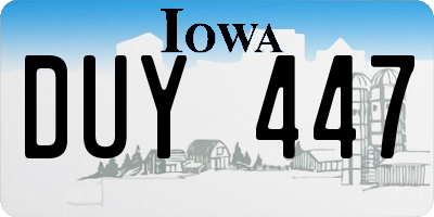 IA license plate DUY447