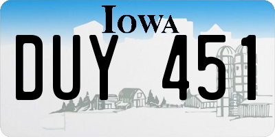 IA license plate DUY451