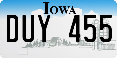IA license plate DUY455
