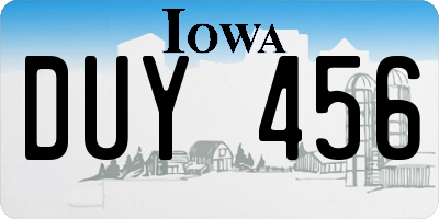 IA license plate DUY456