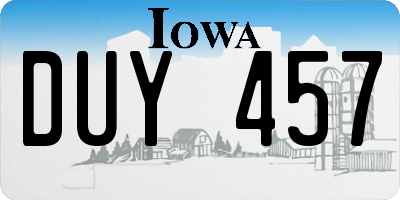 IA license plate DUY457