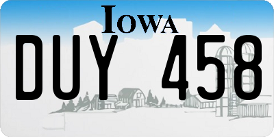 IA license plate DUY458