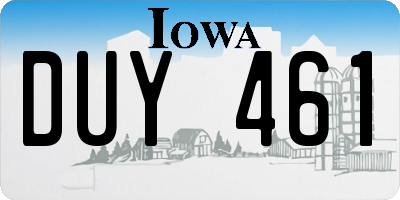 IA license plate DUY461