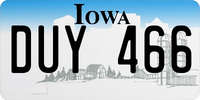IA license plate DUY466