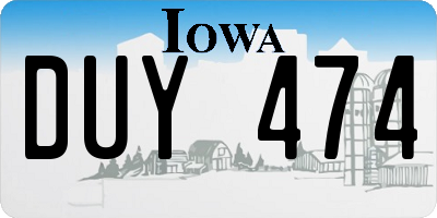 IA license plate DUY474