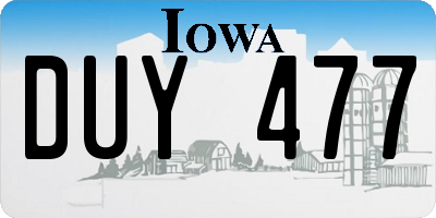 IA license plate DUY477