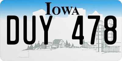 IA license plate DUY478