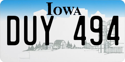 IA license plate DUY494