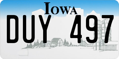 IA license plate DUY497